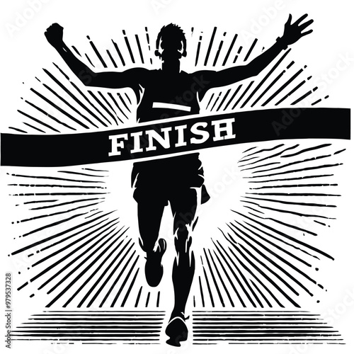 Marathon Runner Finish Line Silhouette