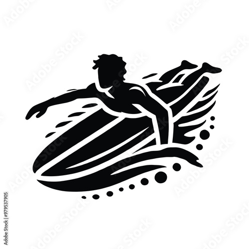 Surfer Silhouette Paddling Out