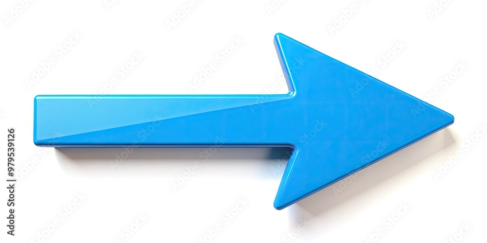 A bright blue arrow pointing firmly to the right, set against a clean white background, conveying a sense of direction, progress, and forward momentum.