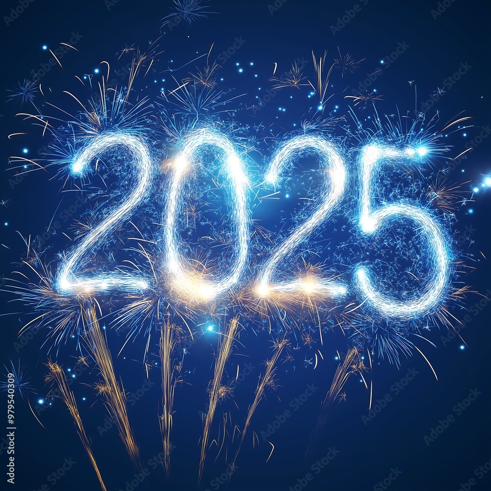 2025 Happy New year, fireworks in the sky 2025 Happy New year, fireworks in the sky