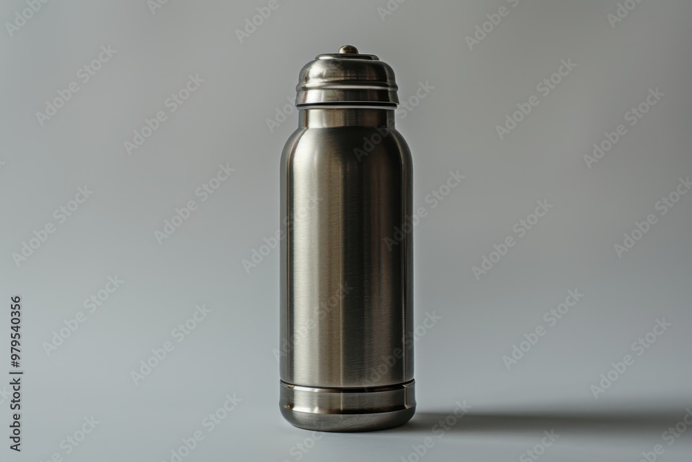 Metal thermos on white surface Metal thermos on white surface