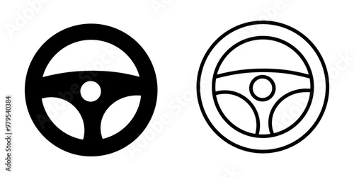 Steering wheel icon on white background
