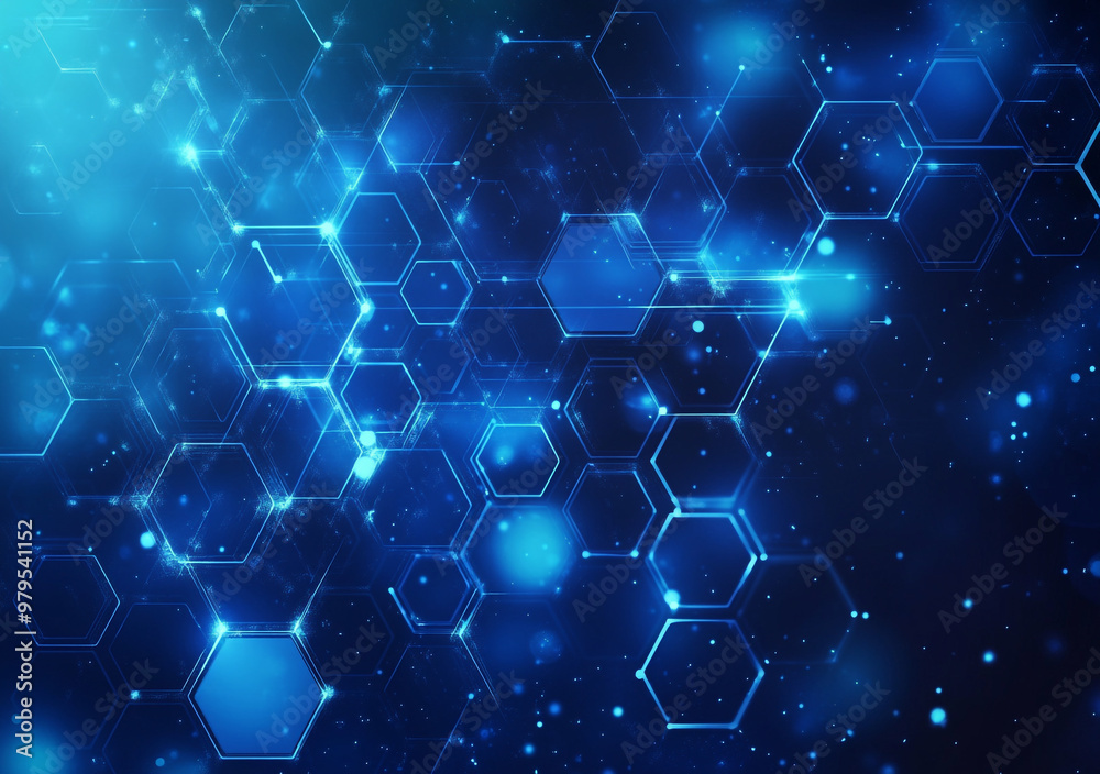 A blue background with a pattern of hexagons and dots. A blue background with a pattern of hexagons and dots.
