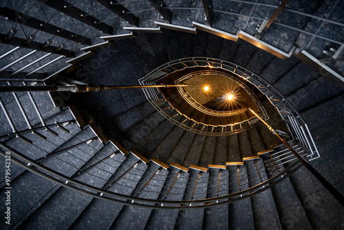 View of beautiful spiral staircase with modern architecture, Shinagawa, Tokyo Metropolitan City, Japan. photo