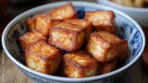 Crispy fried tofu cubes