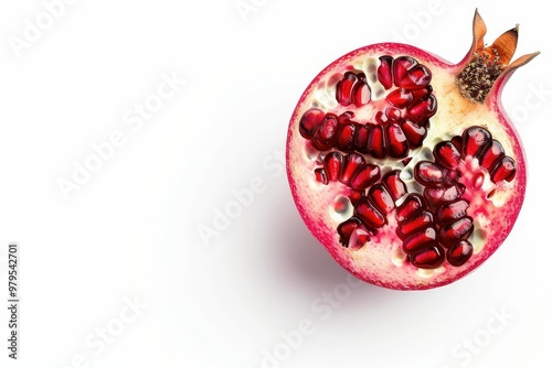 Sliced fresh pomegranate on white background