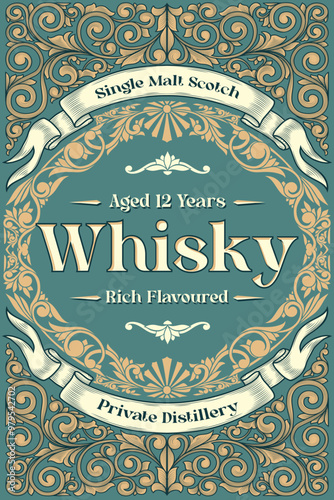 Scotch whisky - ornate vintage decorative label