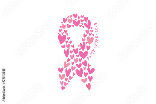 Faith hope love, Breast Cancer Quote typography T shirt design	