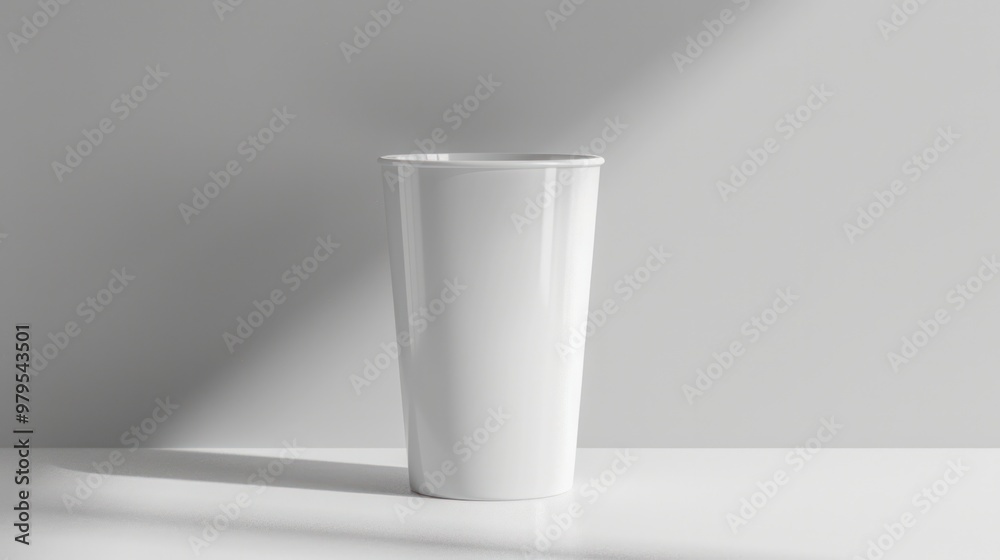 A minimalist mockup of a white glass tumbler with a thin rim, ideal for displaying cold beverages or smoothies.