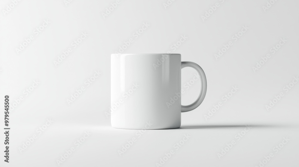 A Clear Reflection of Simplicity: The Elegance of a White Mug on a Light Background A Clear Reflection of Simplicity: The Elegance of a White Mug on a Light Background