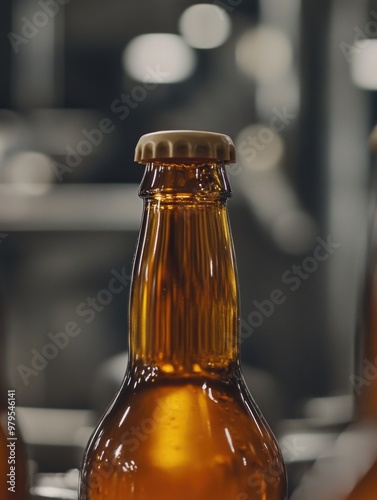 Beer Bottle on Shelf in Brewery