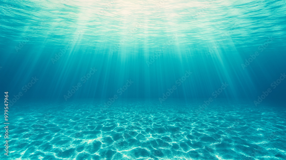 A clear blue ocean with sunlight shining through the water A clear blue ocean with sunlight shining through the water