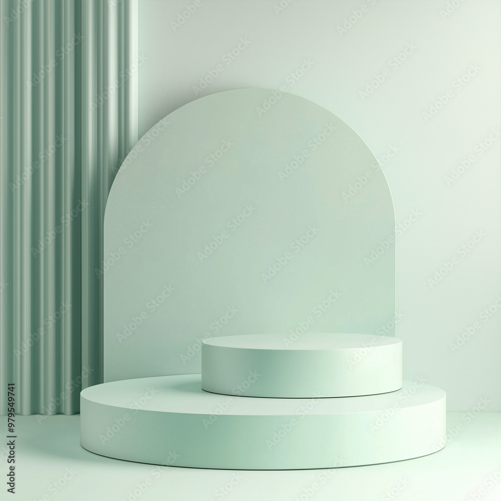 light green podium isolated on light green background light green podium isolated on light green background