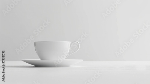 Wallpaper Mural An elegant mockup of a white porcelain teacup with a matching saucer, arranged on a pristine white backdrop. Torontodigital.ca