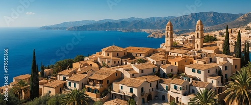 Mediterranean village aesthetic background