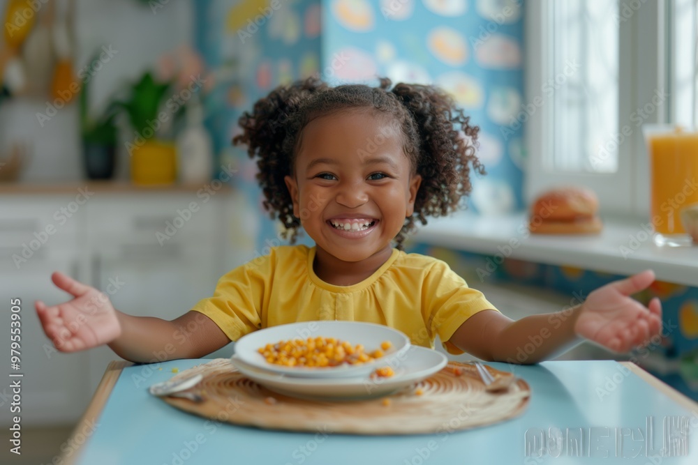 Curious and bubbly child shows excitement upcoming meal. Indoor shot of lively young boy showing sincerity and eagerness. Childhood joy and anticipation mealtime. Curious and bubbly child shows excitement upcoming meal. Indoor shot of lively young boy showing sincerity and eagerness. Childhood joy and anticipation mealtime.