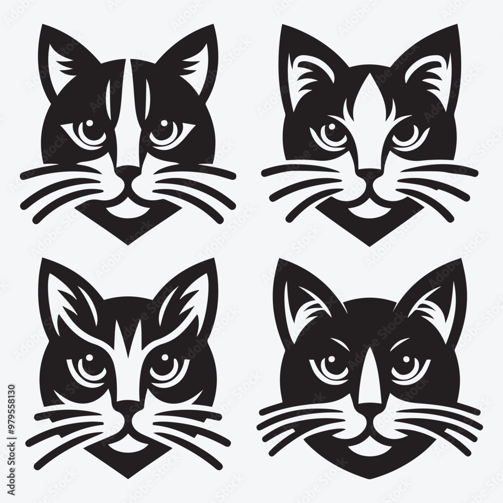 Fototapeta premium Cat Silhouette Bundle Clip Art Vector Illustration for Animal Lovers