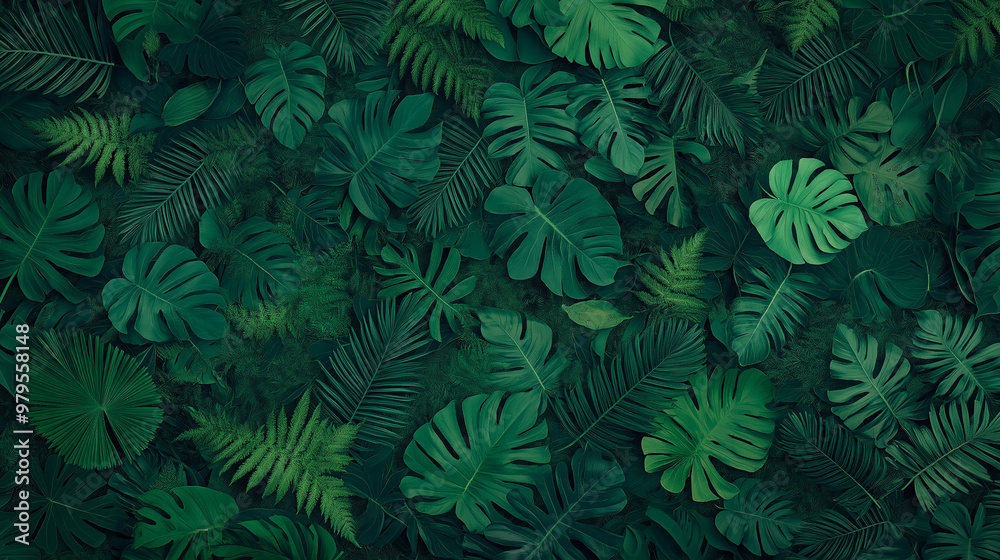 Fototapeta premium A lush green field of leaves and vines