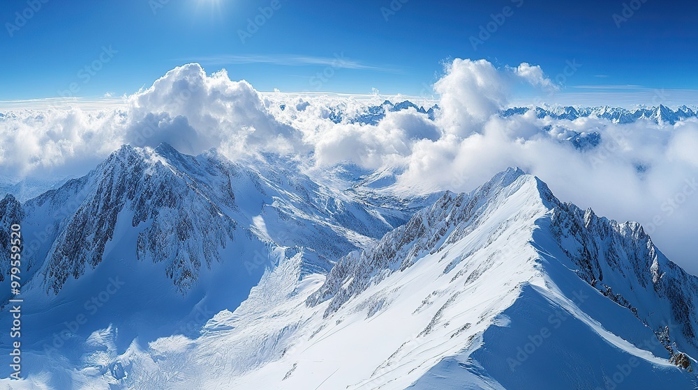 Obraz premium Winter mountain fir forest snowy panorama 
