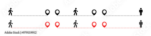 Map point set icons. Flat and silhouette style. Vector icons.