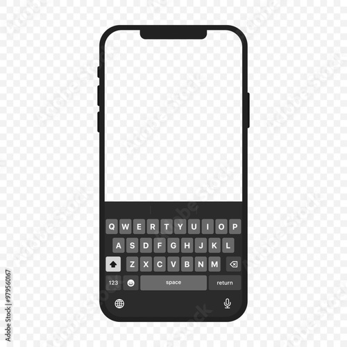 Phone keyboard mockup icon. Flat style. Vector icon.