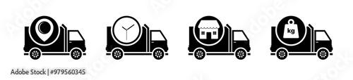 Truck set icons. Silhouette style. Vector icons.