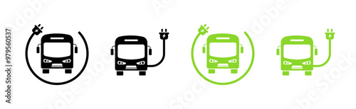 Bus ecologic set icons. Silhouette and flat style. Vector icons.