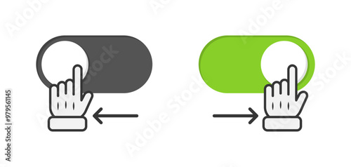 On, off buttons icons. Flat style. Vector icons.