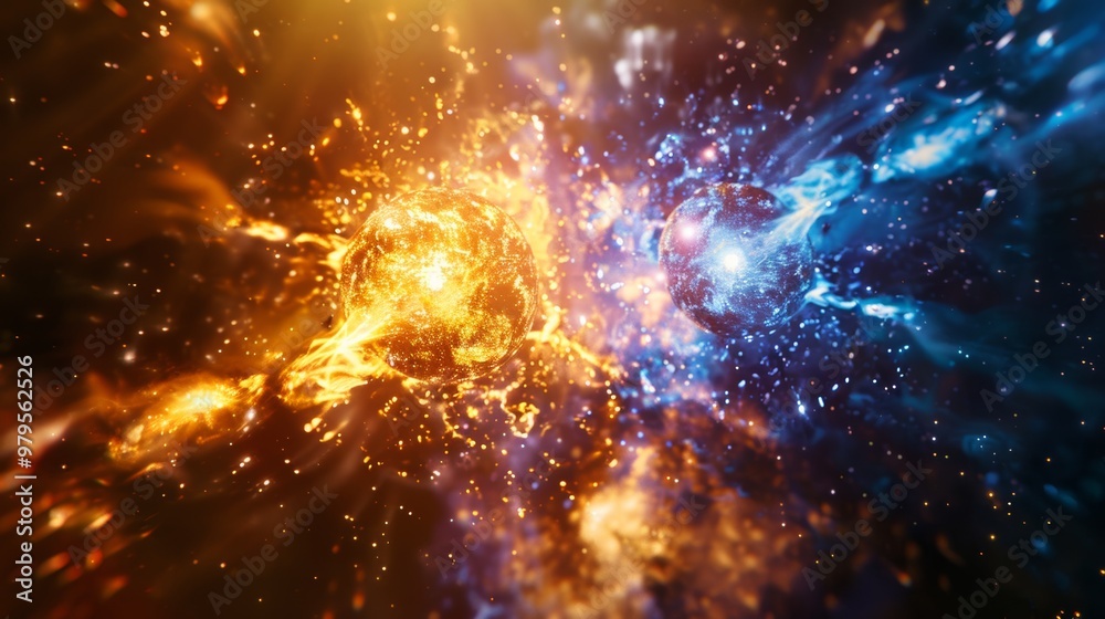 Naklejka premium Explosive Cosmic Radiance Illuminating the Boundless Universe