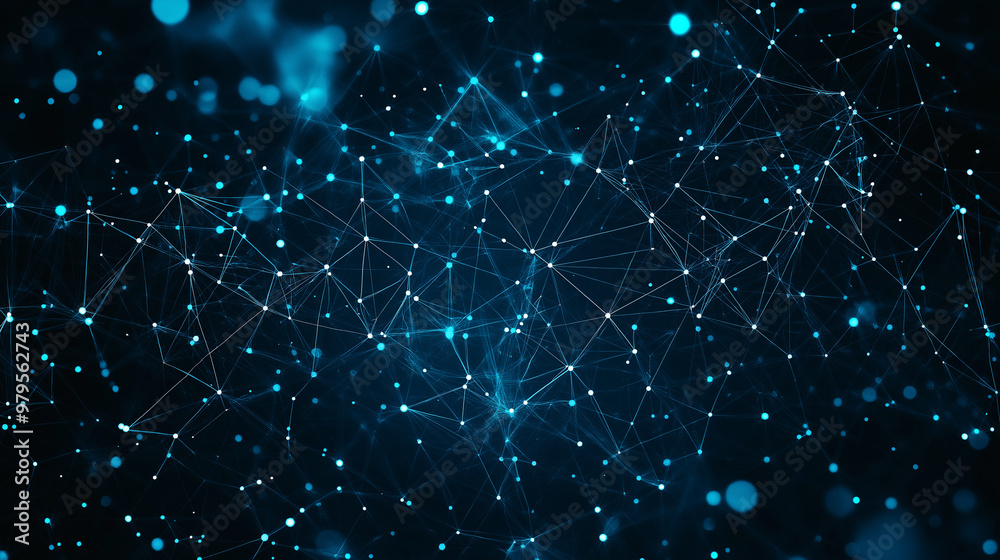 A blue background with a lot of lines and dots A blue background with a lot of lines and dots