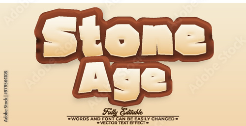 Cartoon Stone Age Vector Editable Text Effect Template