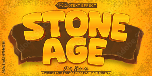 Cartoon Stone Age Vector Editable Text Effect Template