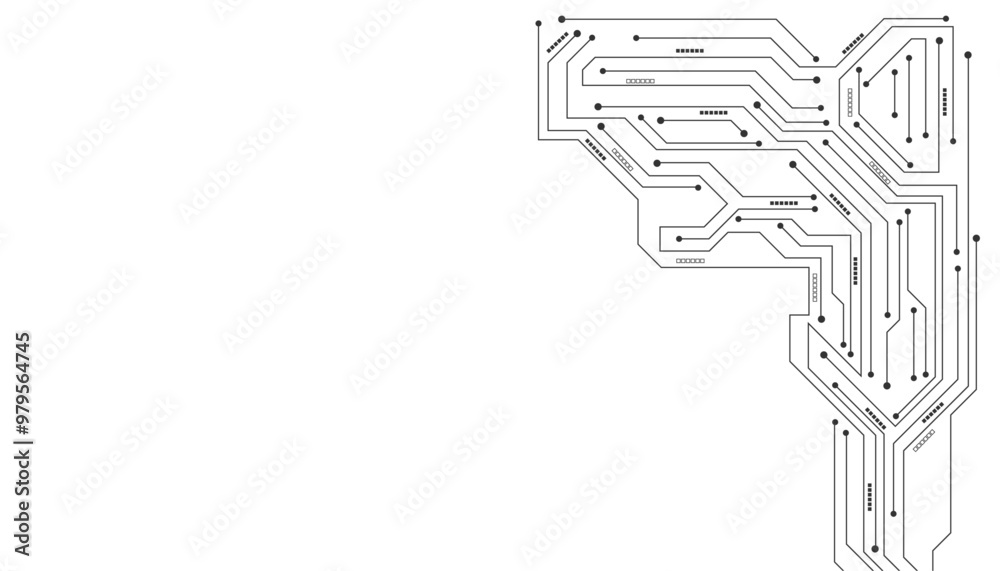 Obraz premium Circuit Board Technology Information Pattern Concept Vector Background, High-tech connection system on a white background.