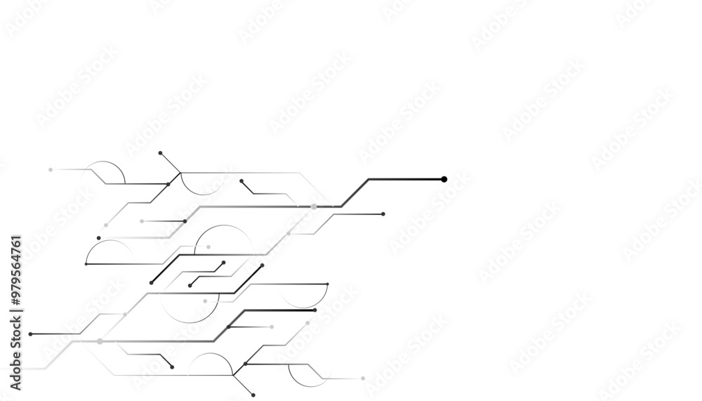 Obraz premium Vectors Technology black and white circuit diagram. High-tech connection system on a white background