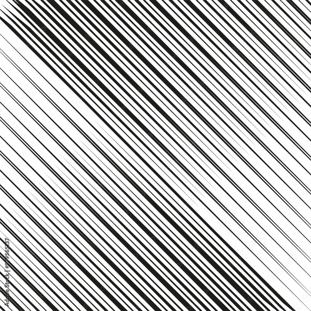 Fototapeta premium Diagonal lines pattern, dynamic black and white. Geometric abstract design. Monochrome vector background.