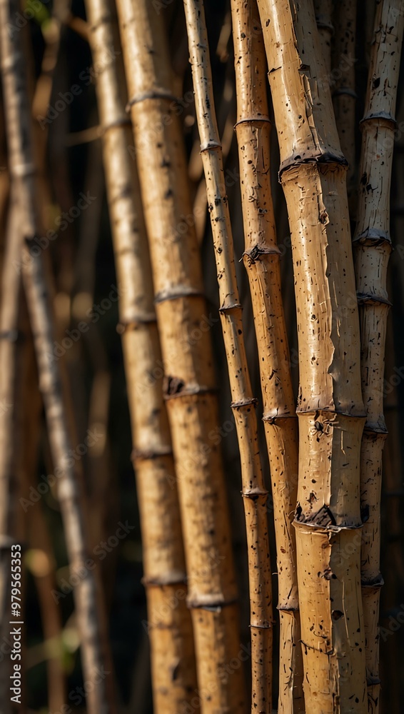 Close-up view of dried bamboo stalks. Close-up view of dried bamboo stalks.