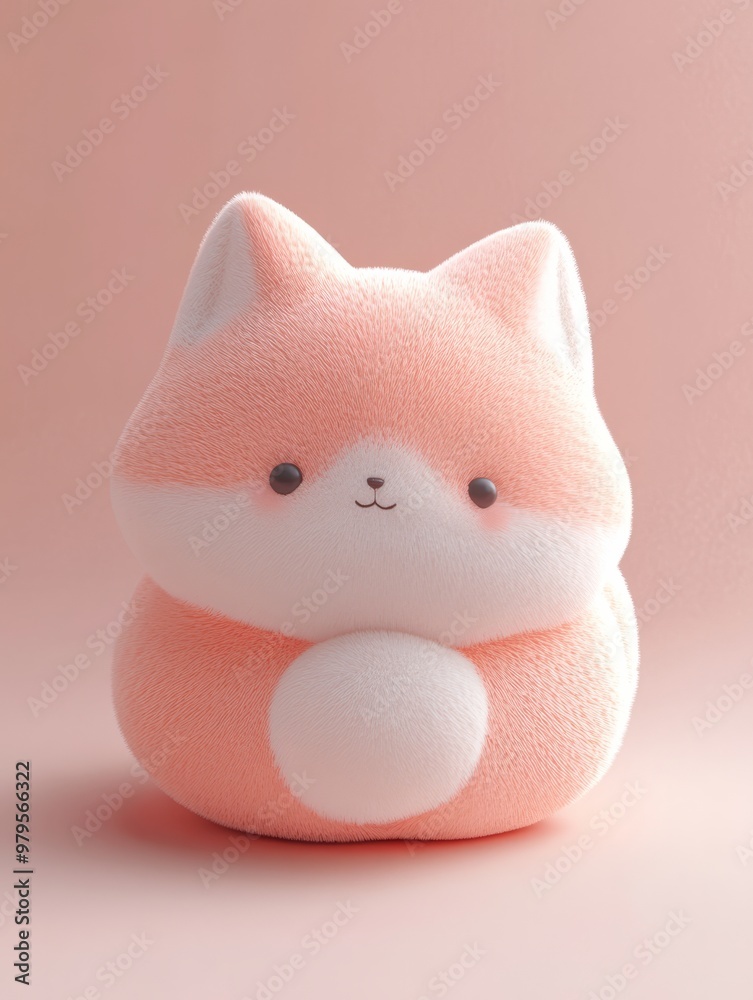 Cute Pink Plush Fox Toy - Adorable Kawaii Character Cute Pink Plush Fox Toy - Adorable Kawaii Character