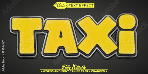 Yellow Cartoon Taxi Vector Editable Text Effect Template