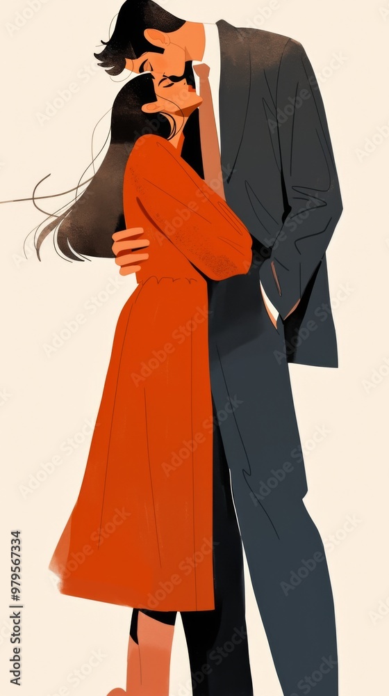 Anime Couple in Trendy Fashion Embracing and Sharing a Romantic Kiss on a Date Anime Couple in Trendy Fashion Embracing and Sharing a Romantic Kiss on a Date
