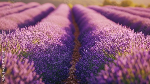 Rows of lavender plants in a fragrant field, symbolizing the diversity of crops in agriculture