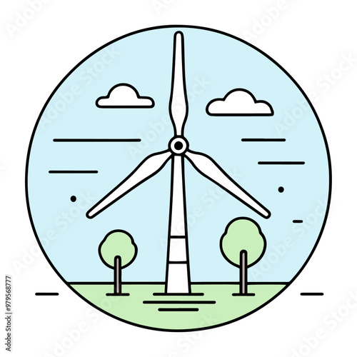 Elektrownia wiatrowa wiatrak grafika