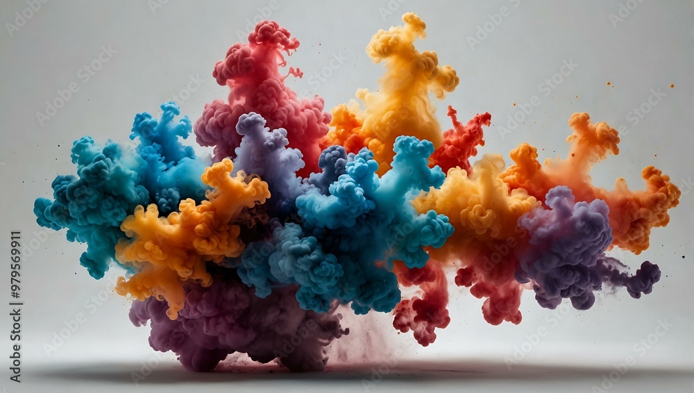 Colorful smoke explosion on a white background. Colorful smoke explosion on a white background.
