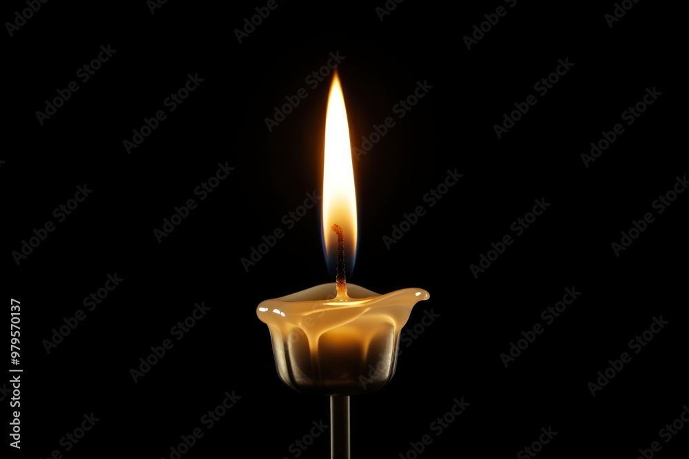 Fototapeta premium Candle flame fire black background.