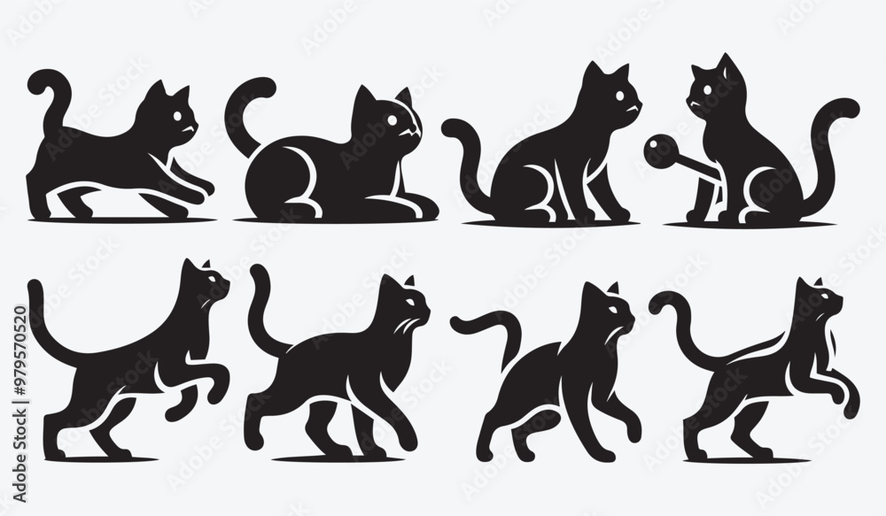 Cat Silhouette Bundle Clip Art Vector Illustration for Animal Lovers Cat Silhouette Bundle Clip Art Vector Illustration for Animal Lovers