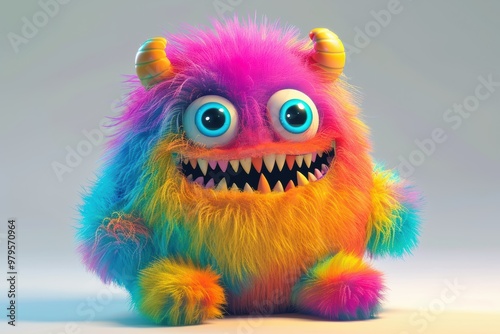 3D monster character with bold colors standing against a white background under studio lighting.