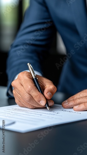 A businesswoman signing a loan agreement with a bank officer, Ultra HD, 8K, HDR, detailed paperwork on the table, professional attire, corporate setting photo