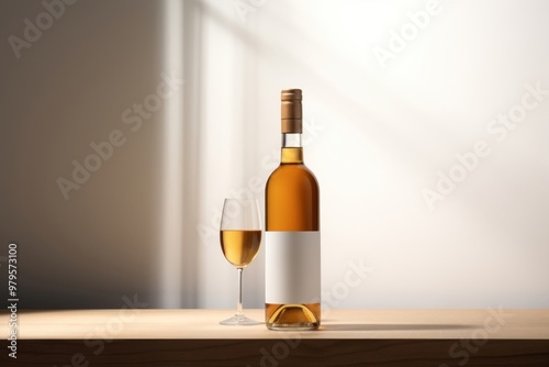 Bottle glass table drink. photo