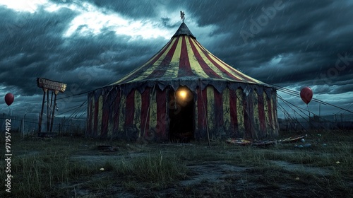 .Horror halloween haunted house in creepy night forest. 