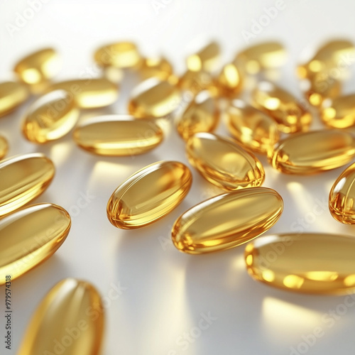 close-up of omega-3 fish oil capsules