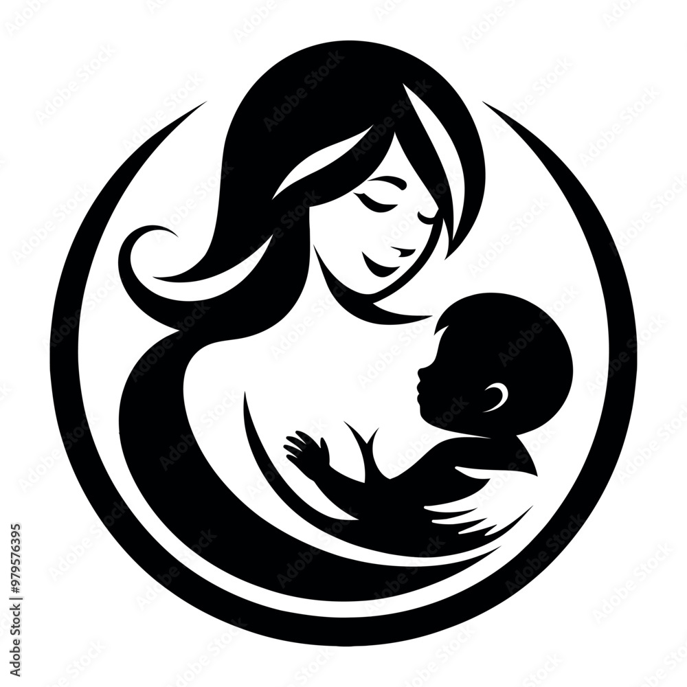 Mom and Baby Care logo design, vector illustration
